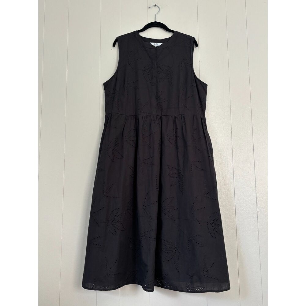 Croft & Barrow Black Eyelet Sleeveless Maxi Dress Women’s XL Whimsical Garden